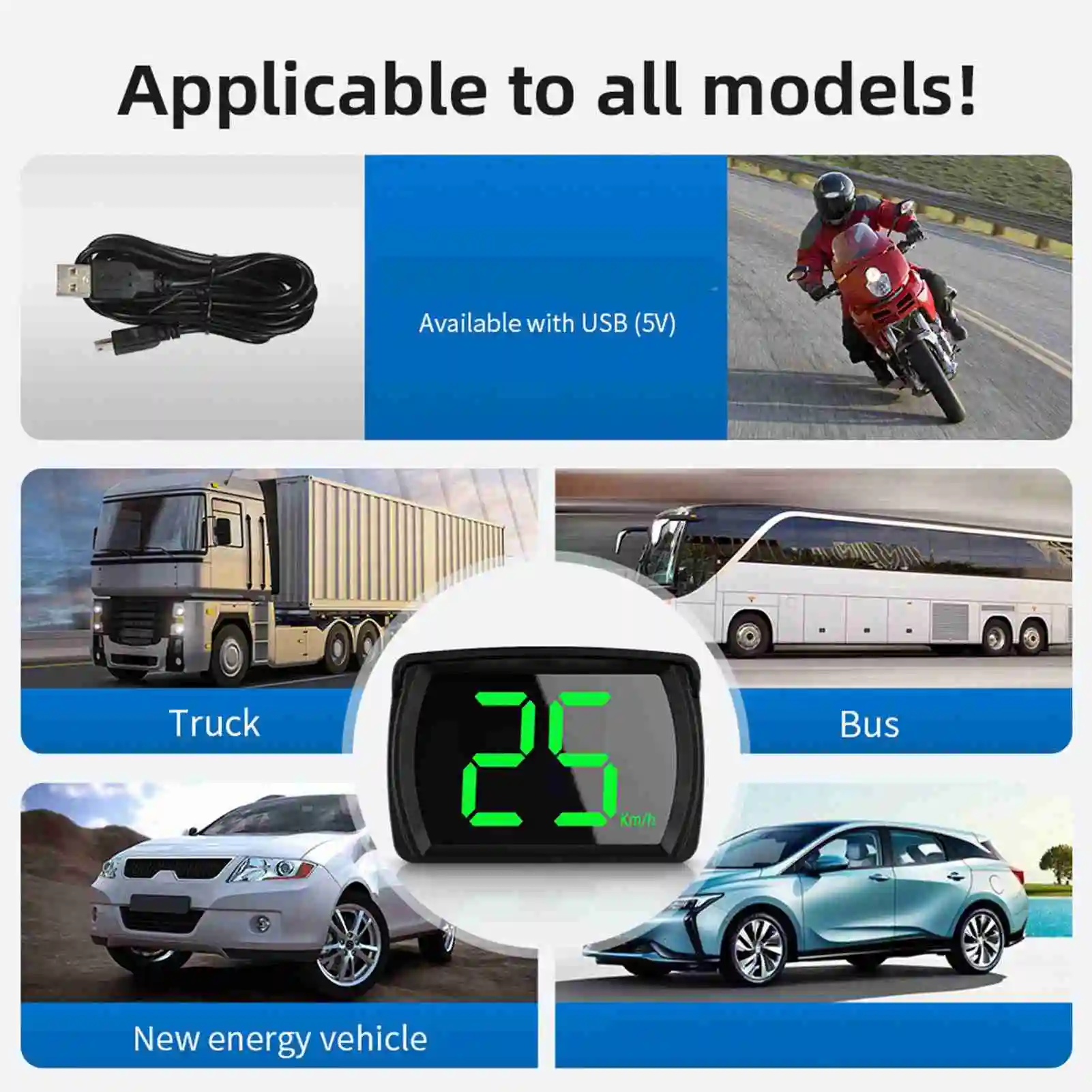 Digital Speedometer Displays Speed Speedometer GPS Heads Up Display Large HD Screen Accurate Speed Display Car HUD Plug and Play view 2