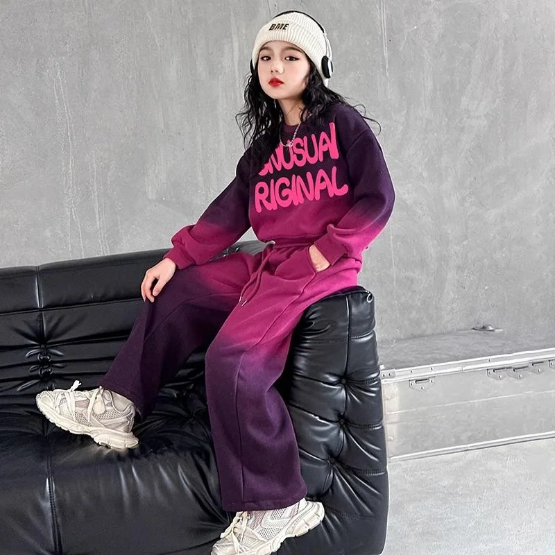 بدلة رياضية للفتيات لخريف 2025 طقم أطفال من القماش سترة رياضية قصيرة وسراويل سفلية بدلة للمراهقين كورية 8 10 11 12 سنة #4