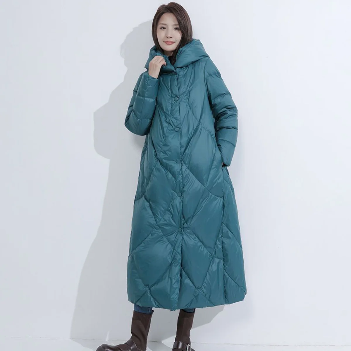 Coat Ultra warm white Duck Down Jacket x-Long Female Overcoat Slim Solid Jackets Winter Coats Parkas Padded Down Jacket Women