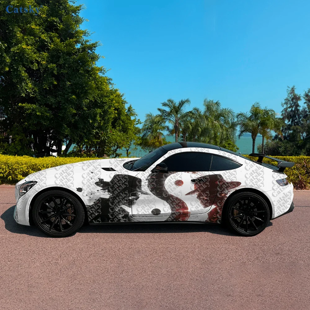 2pcs.Yin-Yang Double Phantom Skull Car Side Decals | Self-Adhesive PVC Waterproof & Scratch-Resistant Stickers, Fashionab