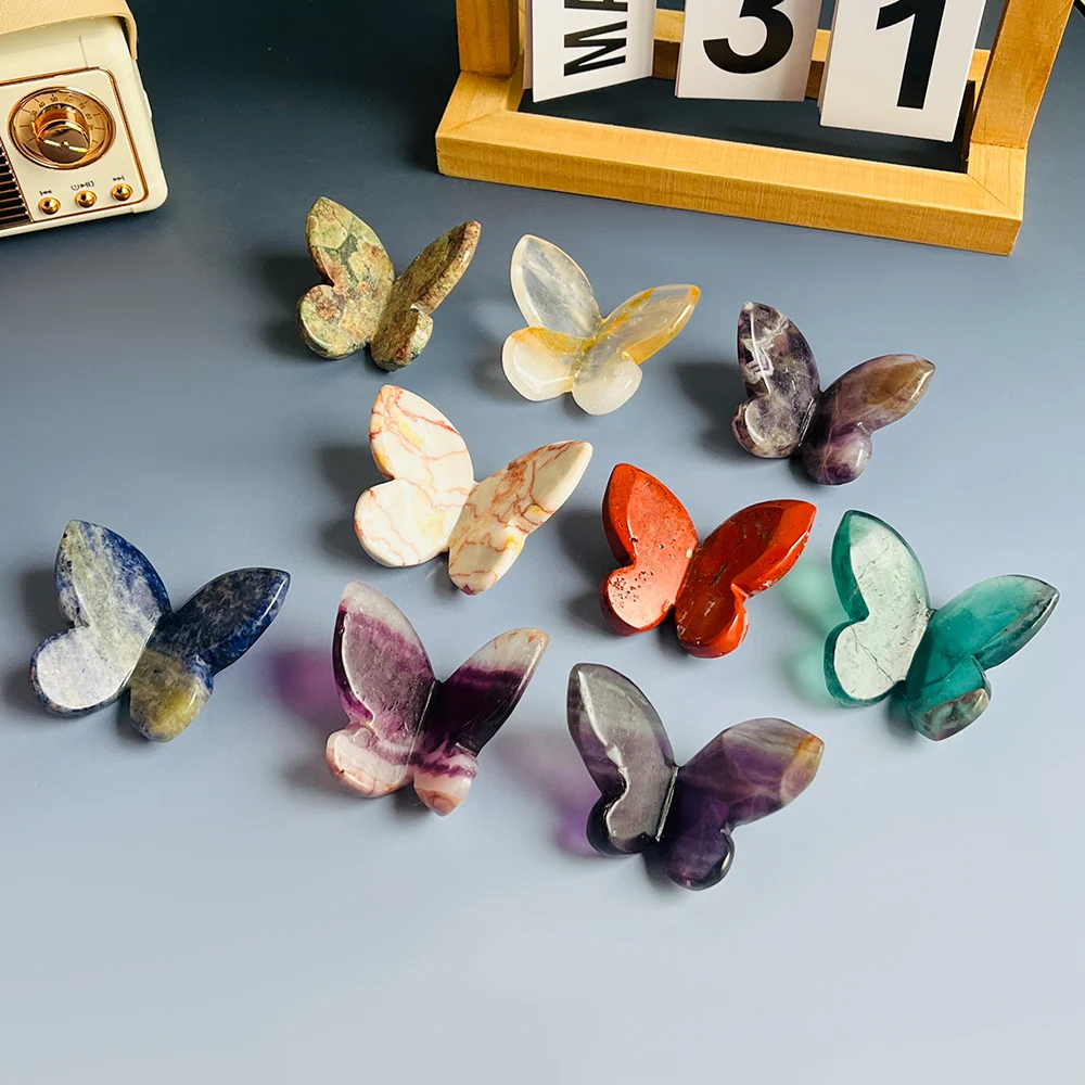 قطعة واحدة من فراشة كريستال ثلاثية الأبعاد منحوتة يدويًا - حرف يدوية على الطراز البوهيمي لصنع المجوهرات بنفسك، ديكور المنزل، عيد الأم، GIF لعيد الشكر