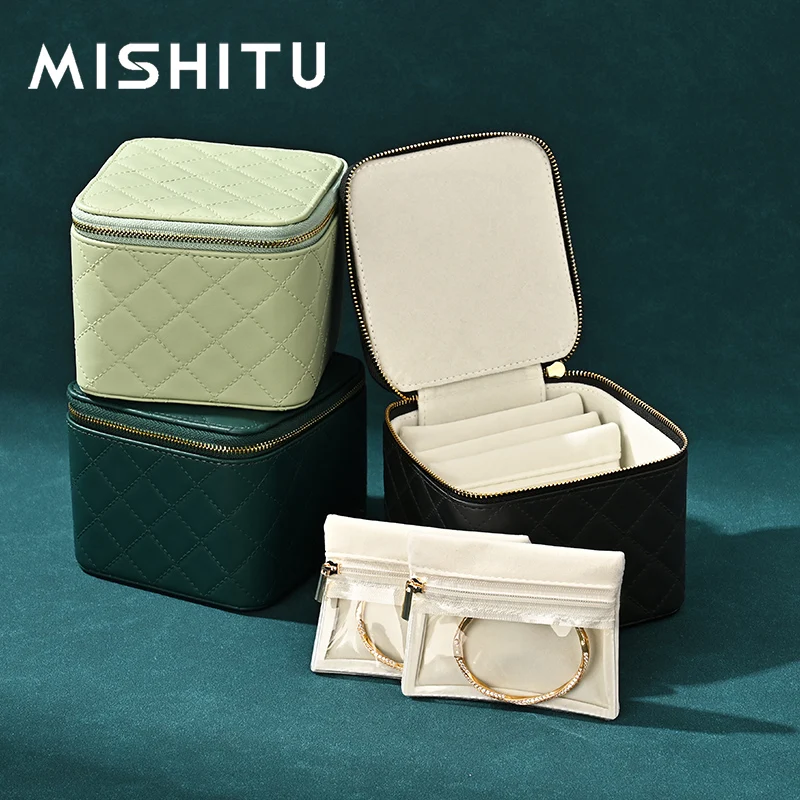 

MISHITU Portable Jewelry Storage Box Exquisite Travel Jewelry Box Ring Necklace Earrings Bracelet Jewelry Organizer Box Storage