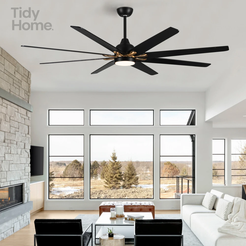 72in Modern LED Lighting with Remote Control ceiling fans, indoor ceiling fans with six wind speeds, Timing function,noise-free