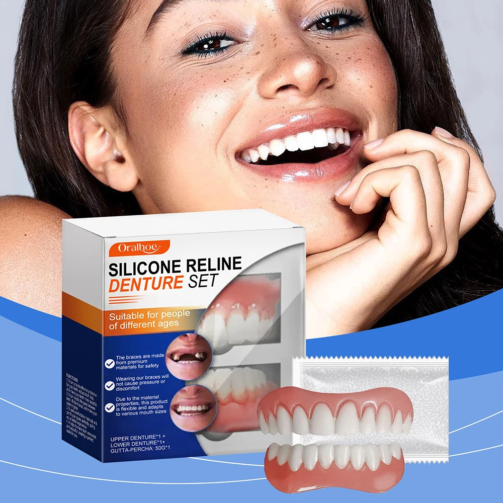 

Silivcone Reline Denture Set False Tooth Denture Artificial Teeth Dentist Tools Suitable for People of Different Ages