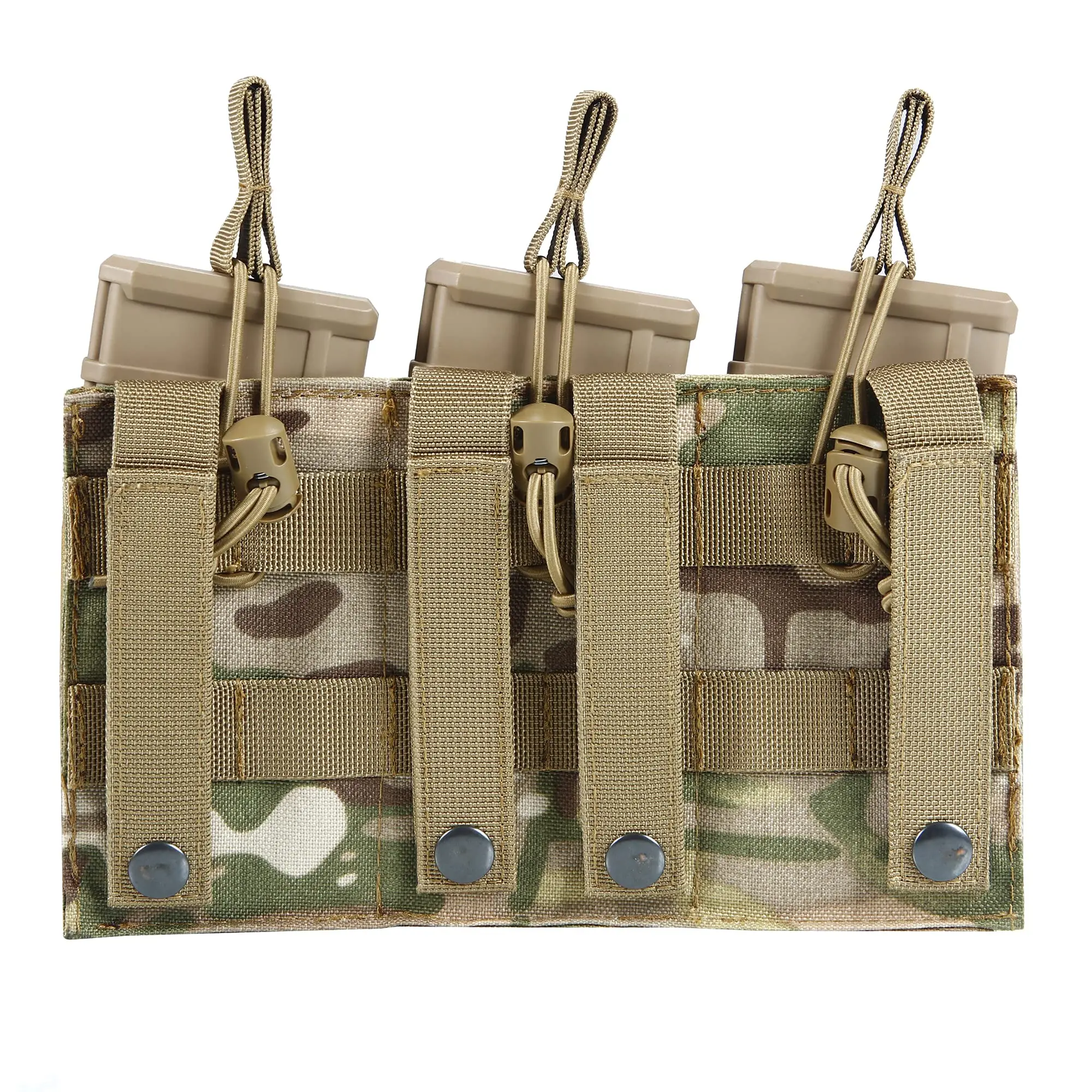 Triple Open-Top Rifle Mag Pouch, Pistol Magazine Pouches for M4, M16, AK, Molle Backpack, Airsoft Gear