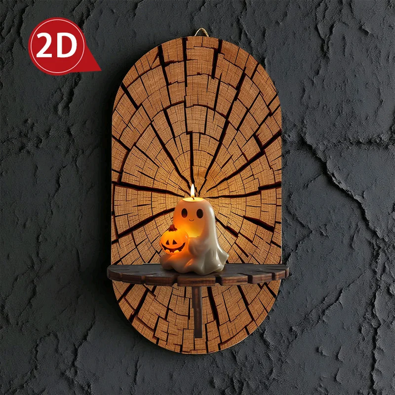 A Multifunctional Wall-Mounted Candle Holder Featuring a 2D Tree Ring Pattern, Ideal for Use As a Key Holder And a Display Rack