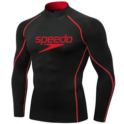 Uomo nuoto TightsT Shirt Surf Rash Guard protezione manica lunga pelli di base Surf Diving costume da bagno Tees Rashguard abbigliamento da palestra