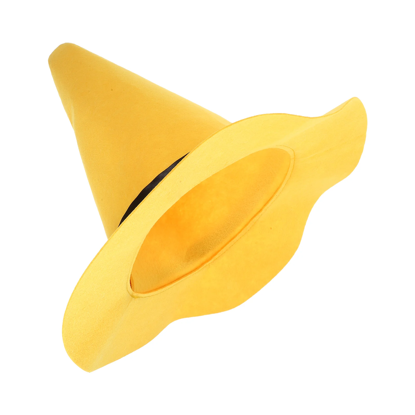 Large Brim Witch Hat Halloween Costumes Cosplay Ornament Party Yellow Felt Cloth