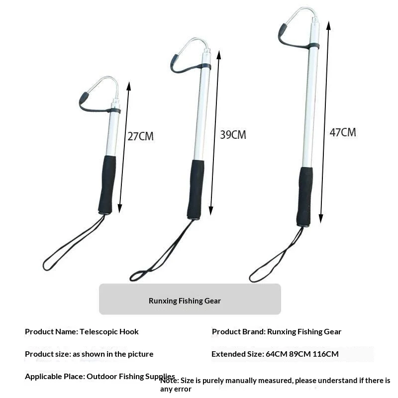 【OD】Thickened Aluminum Alloy 3 Section Telescopic Ice Fishing Gaff With Hook Tip Non Slip Handle For Outdoor Ice Fishing