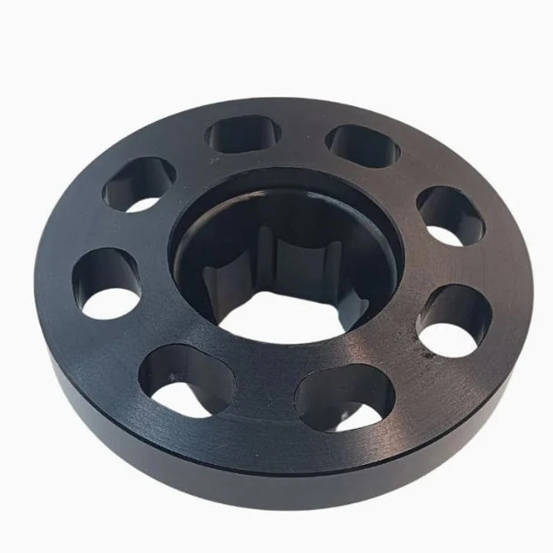 

OEM Customized 5-Axis Machining Services CNC Rapid Prototyping on Metal Black Alloy Perforated Connecting Disk