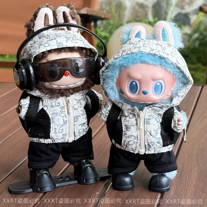

Labubu 3.0 Outfit ALL BLACK Letter Hoodie Corduroy Pants Windproof Goggles Headphones Backpack Skateboard Streetwear Set