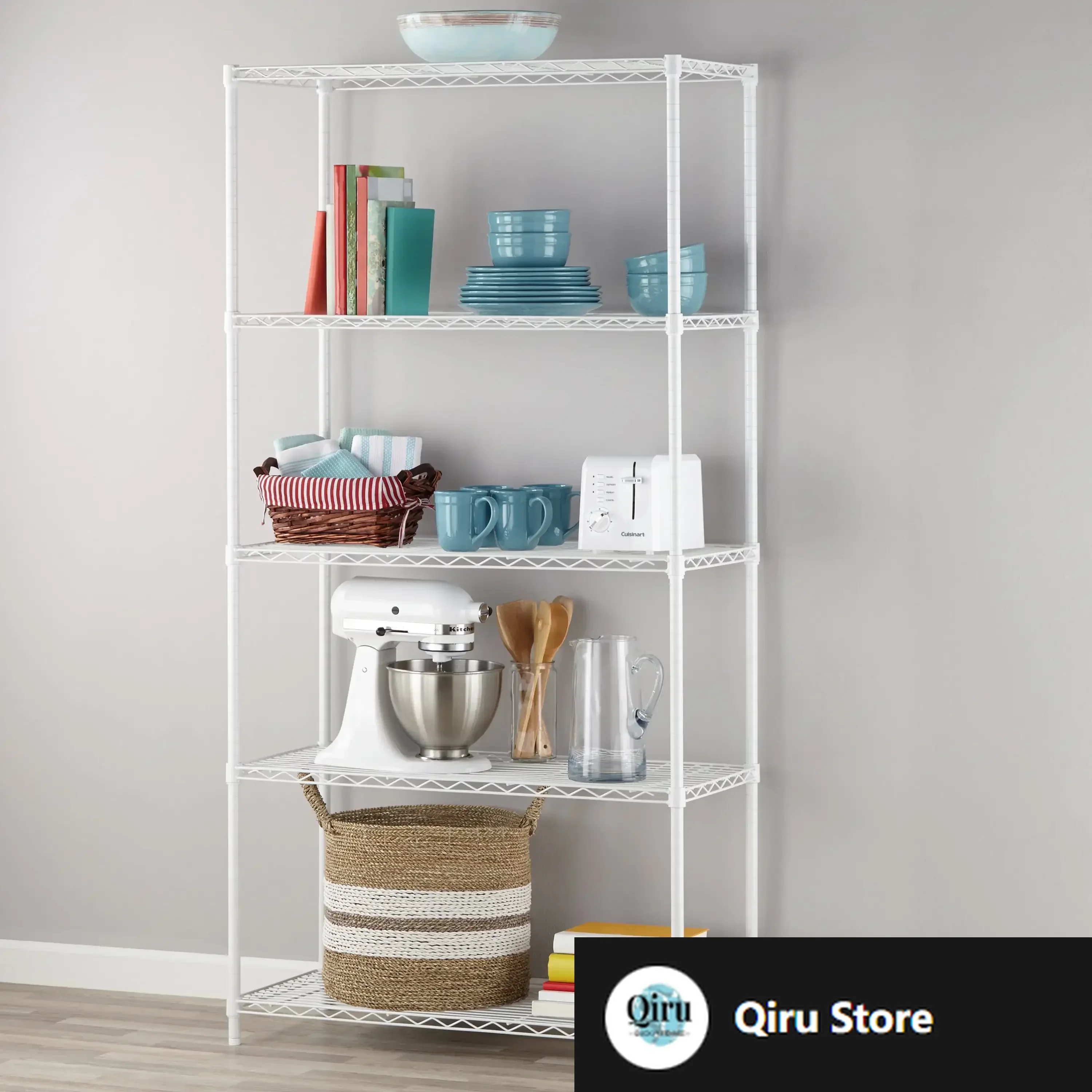 

White Wire Shelf 5-Tier 72"H x 36"W x 16"D, 1750lb Total Capacity