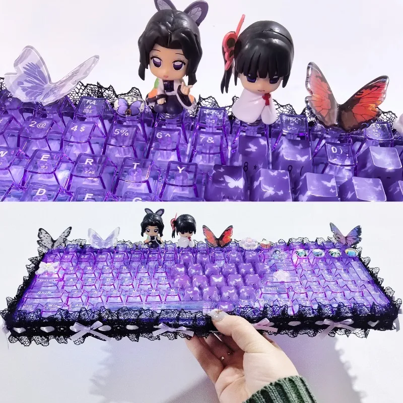 Butterfly Wireless Mechanical Keyboard Purple Hotswap RGB Magnetic 2.4G Bluetooth IPad Computer Office Keyboard Game Accessory