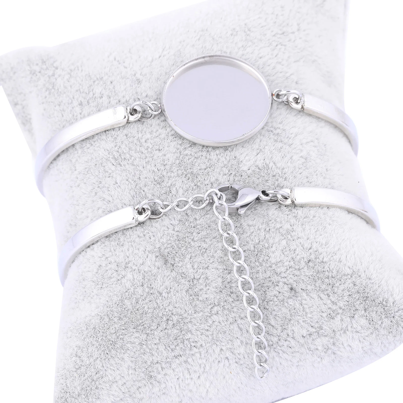 10pcs Stainless Steel Bangle Settings 20mm round blank cabochon bracelet base trays diy bracelets making accessories