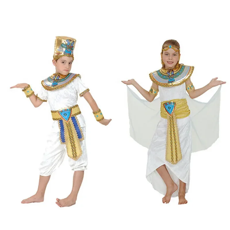 Adult Kids Egypt Nile Pharaoh Cleopatra Costume for Women Men Boys Girls Family Halloween New Year Party Fancy Dress OA1198