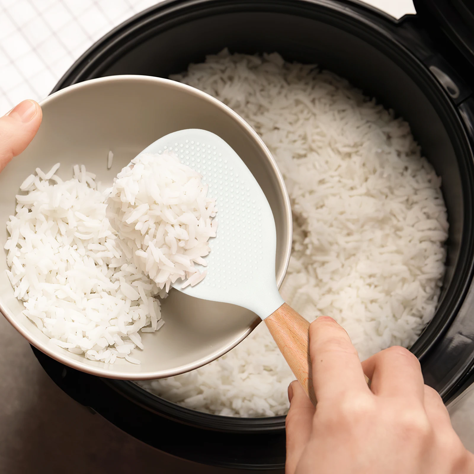 

Silicone Rice Paddle Standing Kitchen Scoop Nonstick Food Spatula For Rice Cooker Household Use Large Spoon