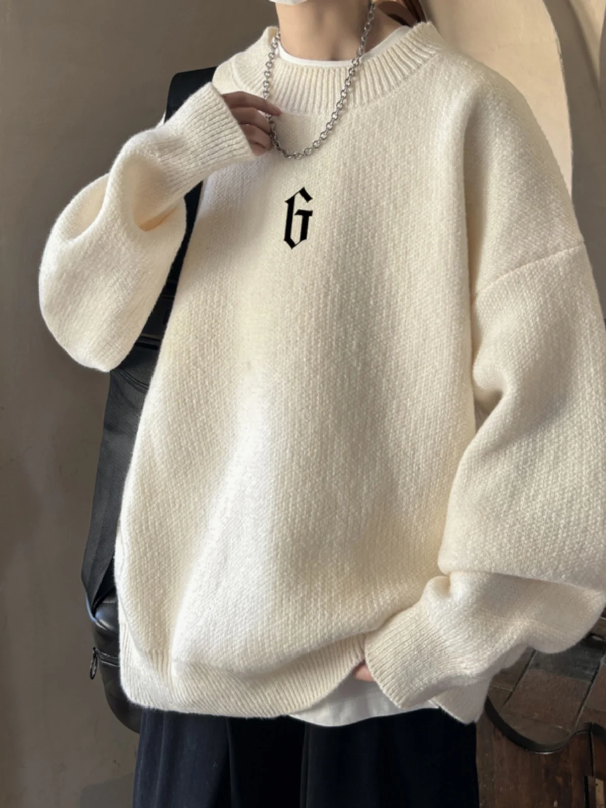 men's-winter-thiened-fce-lined-f-high-collar-sweater-knitted-knitwear-retro-lazy-sle-big-size-base-layer-top