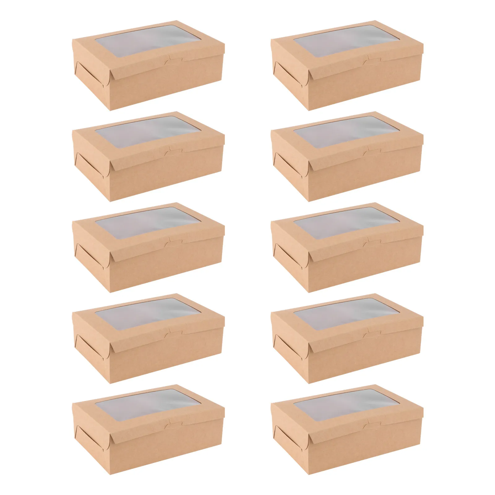 

10 шт. коробок для кексов из крафт-бумаги на 6 ячеек с окном, пищевые вкладыши, надежные контейнеры для кексов, упаковка для выпечки и десертов