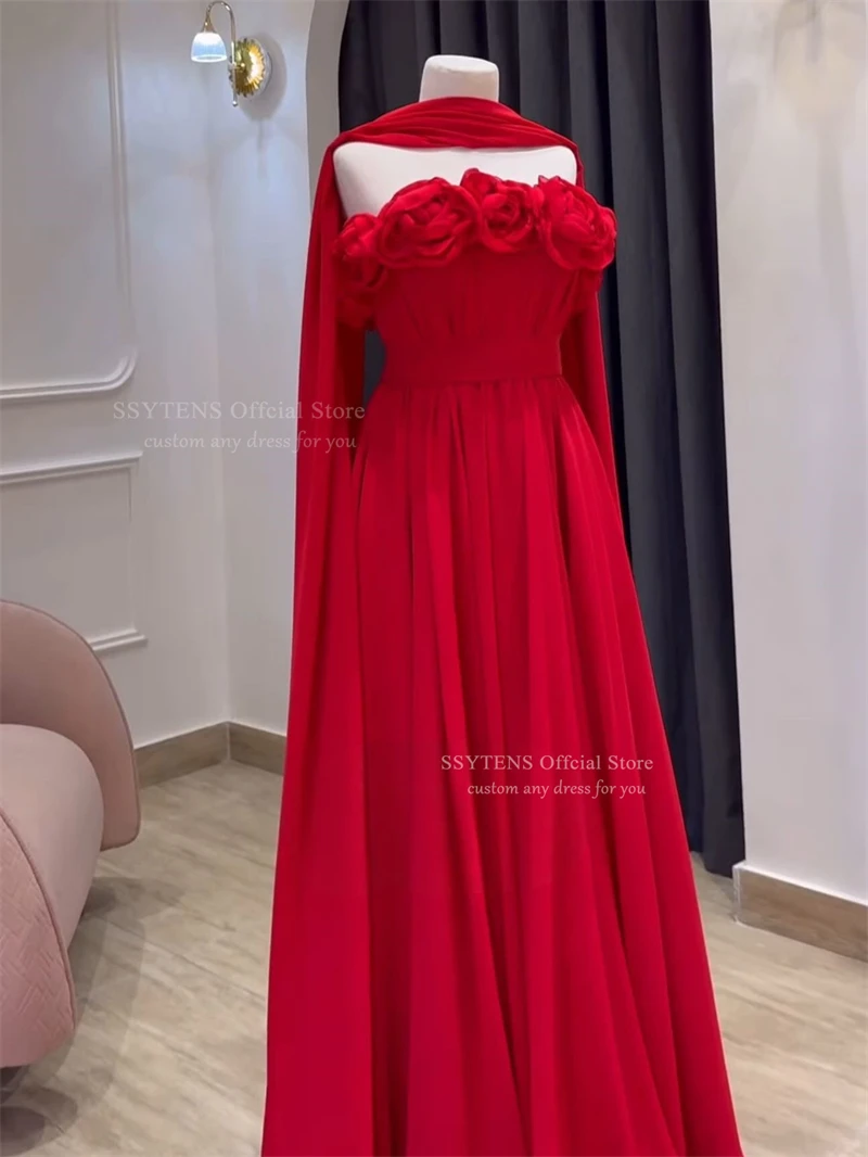SSYTENS Graceful Rode Avondjurken Saudi Bruiloft Jurk Dubai Strapless Prom Jassen Aangepaste Arabische vestidos de festa