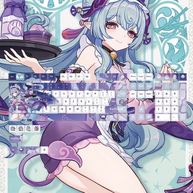 คีย์แคปธีมเกม Genshin Impact ตัวละครฟลินส์ ลาอมา สกีร์ค คีย์แคปธีมอนิเมชั่นเกม PBT Cherry High Side Light สำหรับคีย์บอร์ดแบบ Mechanical