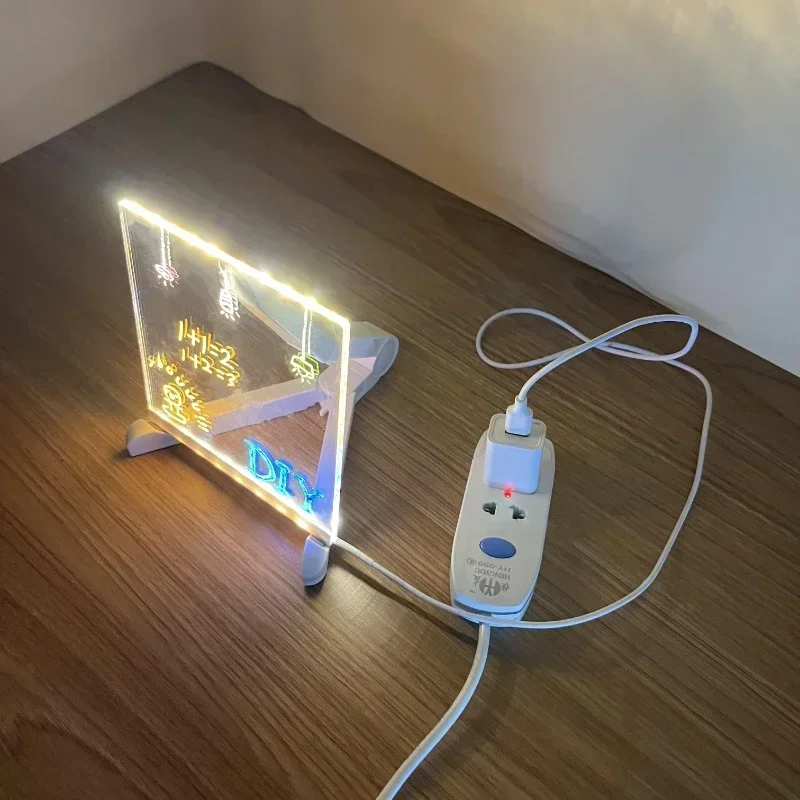 Tablero de escritura transparente acrílico borrable y luminoso DIY de Navidad tablero fluorescente LED rompecabezas para niños juguetes de dibujo