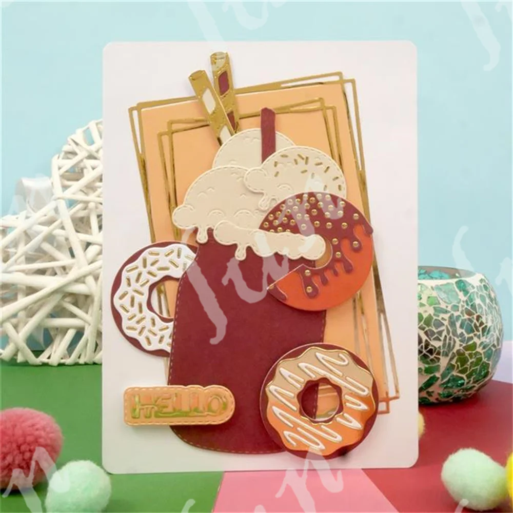 Delicious Doughnuts Metal Cutting Dies Handmade Embossing DIY Scrapbooking Supplies Diary Greeting Card Decoration