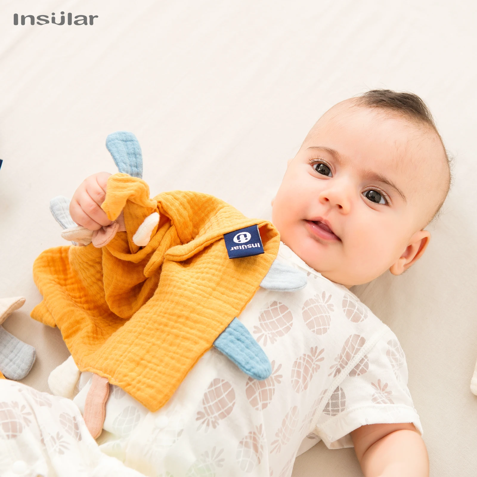 

Мягкое успокаивающее одеяльце-прорезыватель Insular Baby - квадратное сенсорное одеяло для младенцев, обеспечивающее комфорт во время сна и кормления, для объятий и утешения