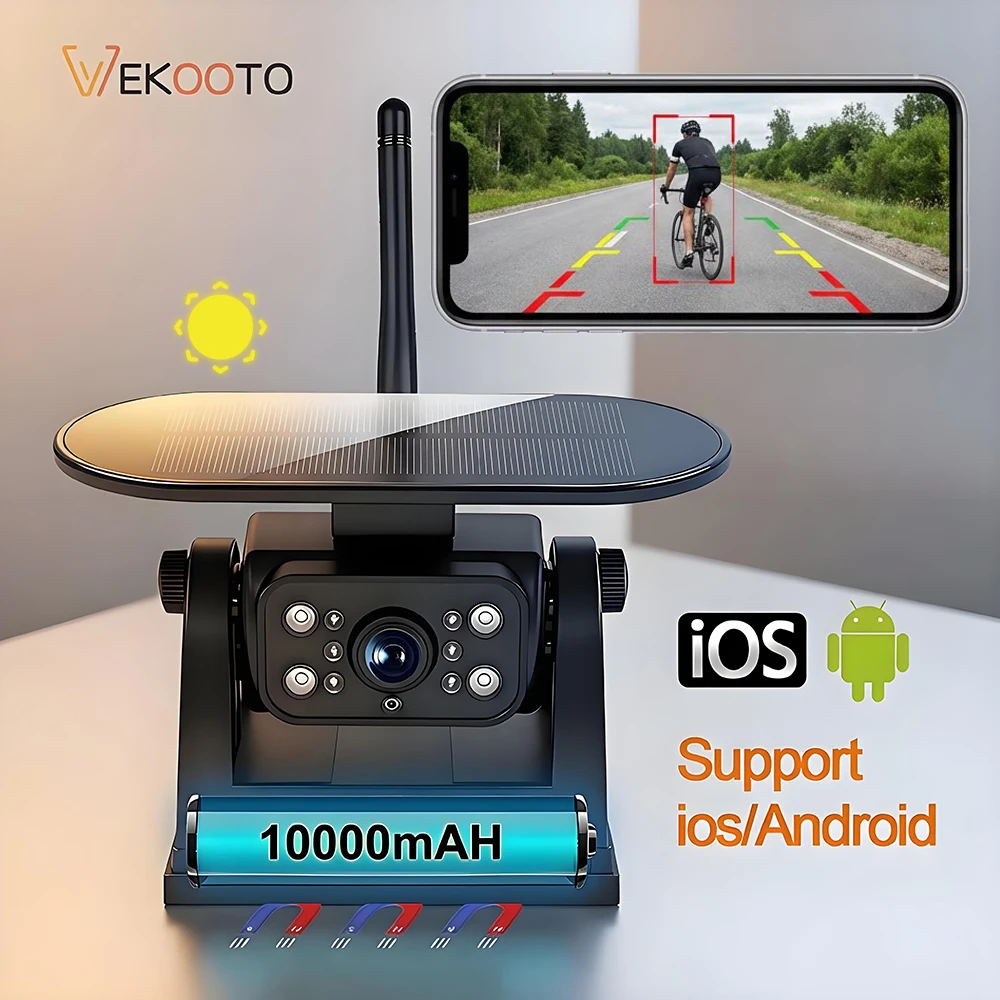 WiFi Magnetic Solar Wireless Backup Camera for iPhone Android IP69 1080P Night Vision Rear View Camera No Wiring for Trailer/RV