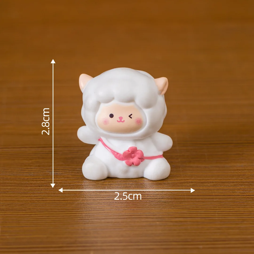 Figurines Miniatures Cute Cartoon White Sheep Micro Landscape Ornaments For Home Decorations Decor For Room Desktop Accessories