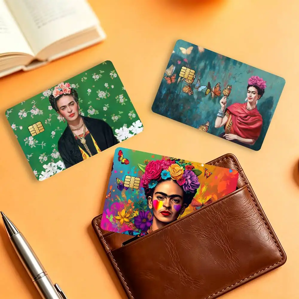 Cartoon F-Frida ART K-kahlo Matte Card Stickers For Credit Cards Debit Cards And Transit Cards 4Pcs