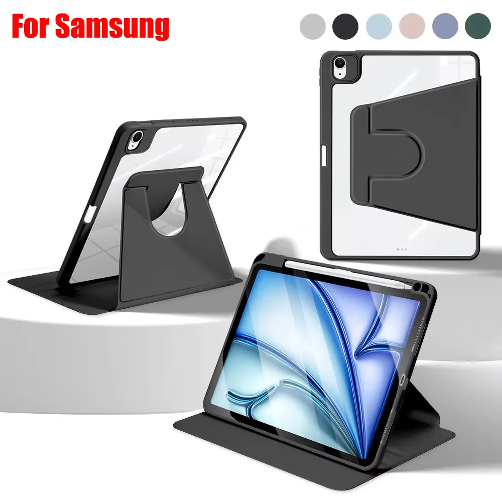 

Акрил 720 ° Вращающийся защитный чехол для Samsung Tab A9 S10 S9 S8 S7 Plus 11 FE 10,9 12,4 8,7 A8 10,5 S6 Lite 10,4 Flip Cover