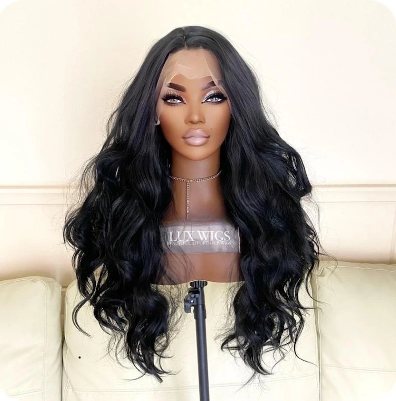أسود طويل الجسم موجة الدانتيل شعر مستعار أمامي قبل قطعها 13x4 HD الدانتيل الباروكة الأمامية غلويليس جودة عالية جاهزة لارتداء اليومي تأثيري