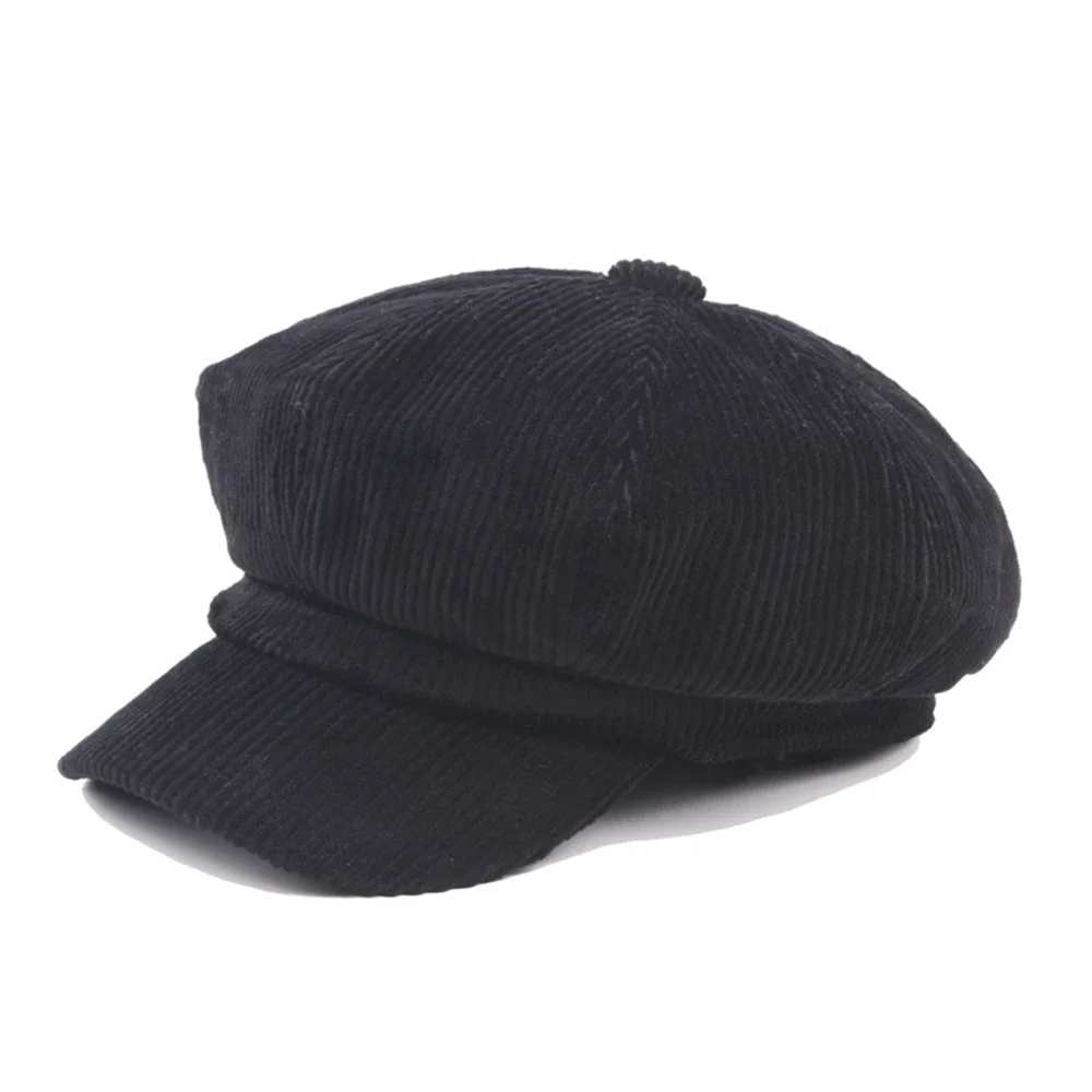 

Black Corduroy Newsboy Cap for Female Coffee Black Vintage Hat Women Autumn Winter Brand Hat Ladies Painter Octagonal Cap Navy