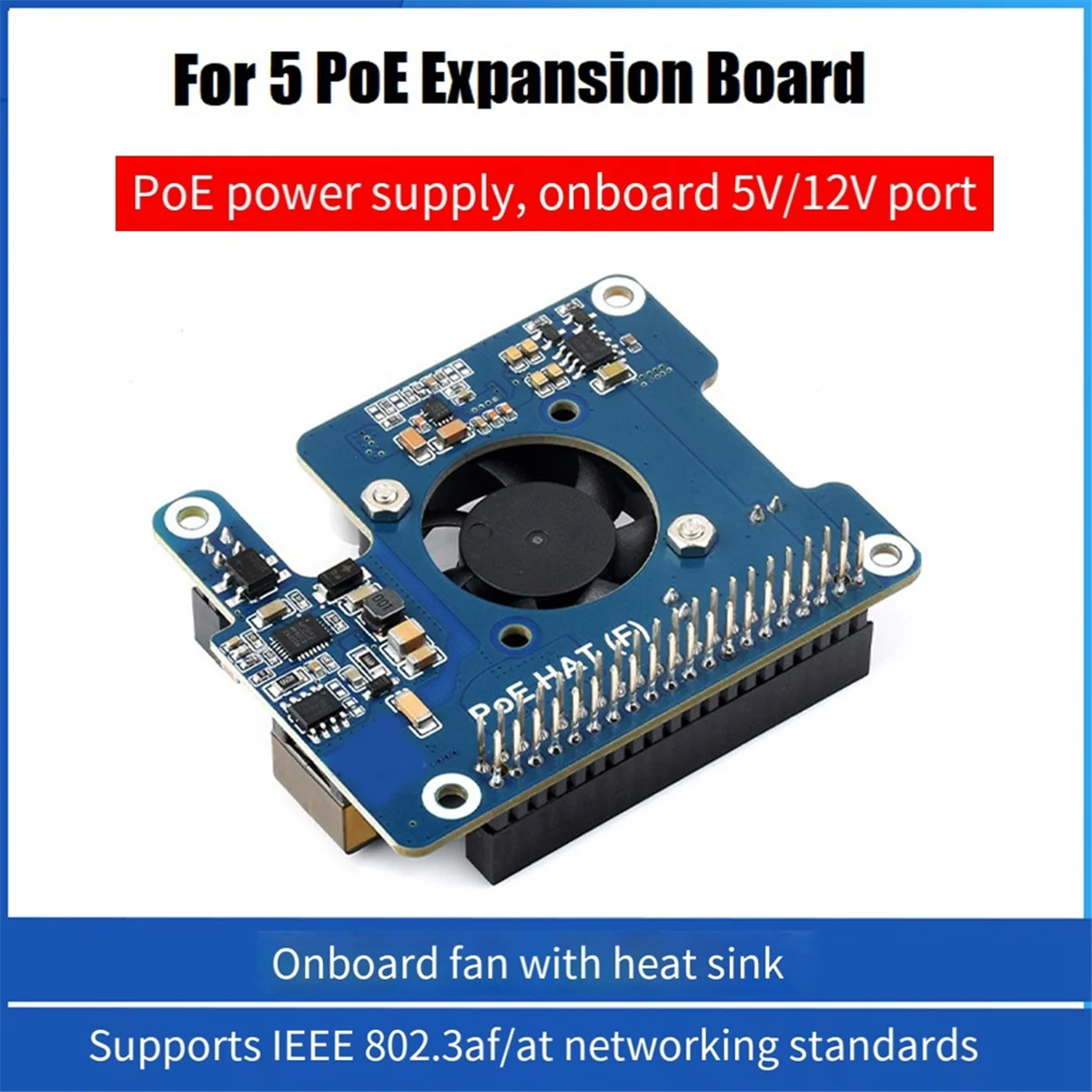 Imagem -05 - Placa de Expansão com Ventilador para Raspberry pi Poe Hat 802. 3af em Gpio 5v 12v