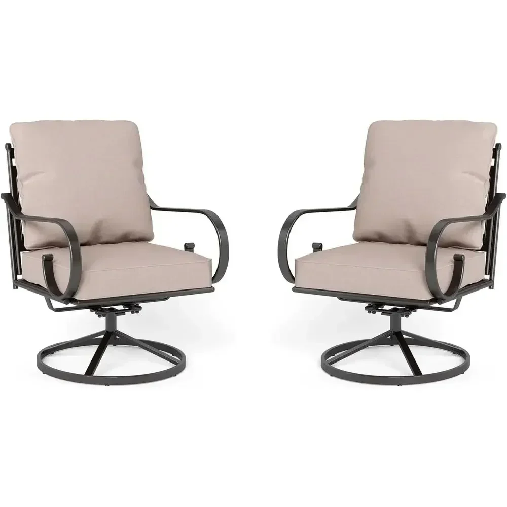 Large High-Back Metal Outdoor Patio Furniture Set with Swivel Chairs