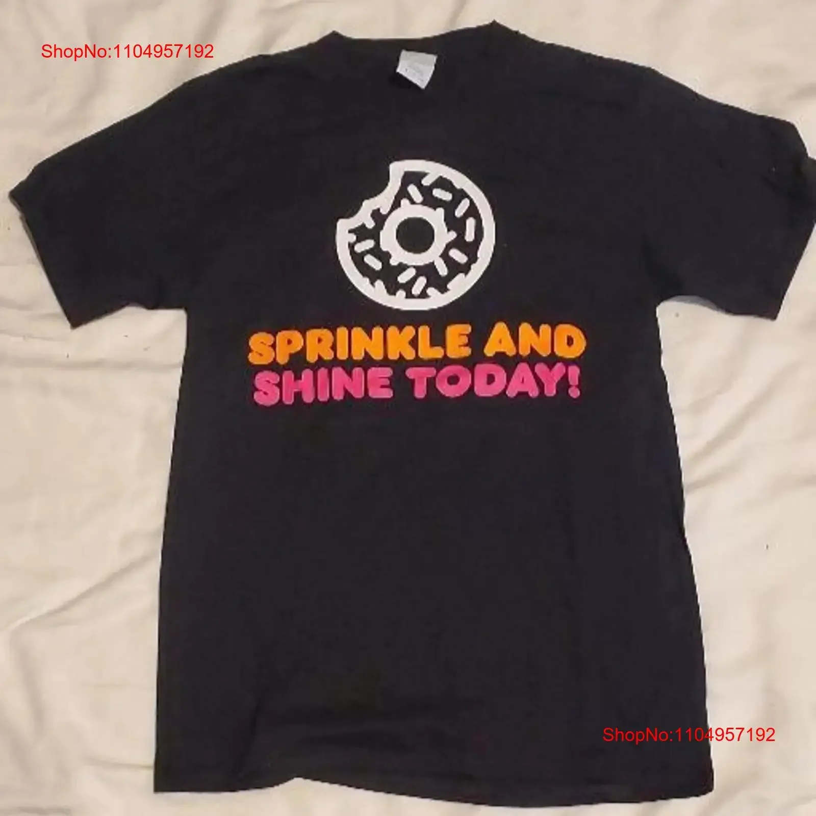 Camiseta DUNKIN SPRINKLE AND SHINE pequeña nueva sin etiquetas vintage lavada versátil gráfico homme Unisex transpirable