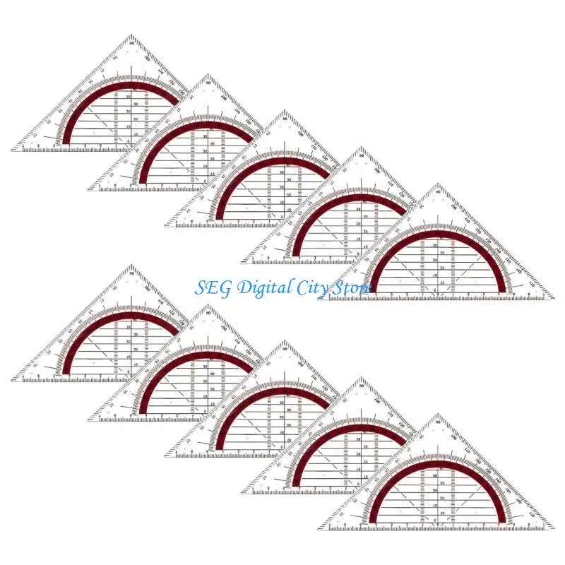 U75B 10pcs Set Quadrat mit 180 Grad Prospraktor -Multifunktionsgeometrie -Set Quadrat