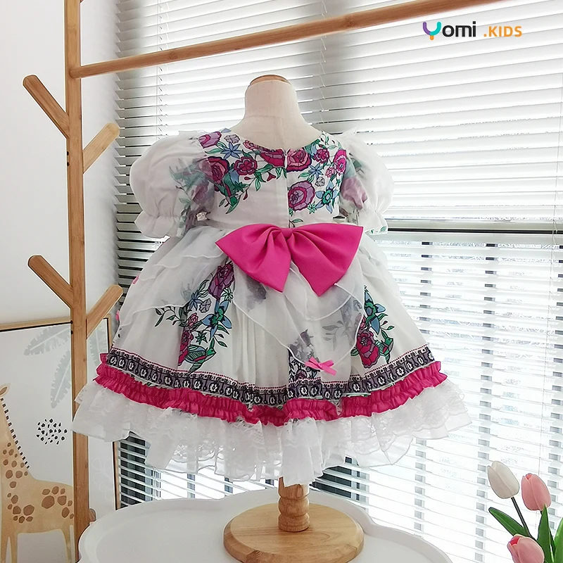 Summer New Arrvals Turky Girl Princess Dress Little Girl Sweet Floral Tutu Dress Handmade Boutique High Quality Dress