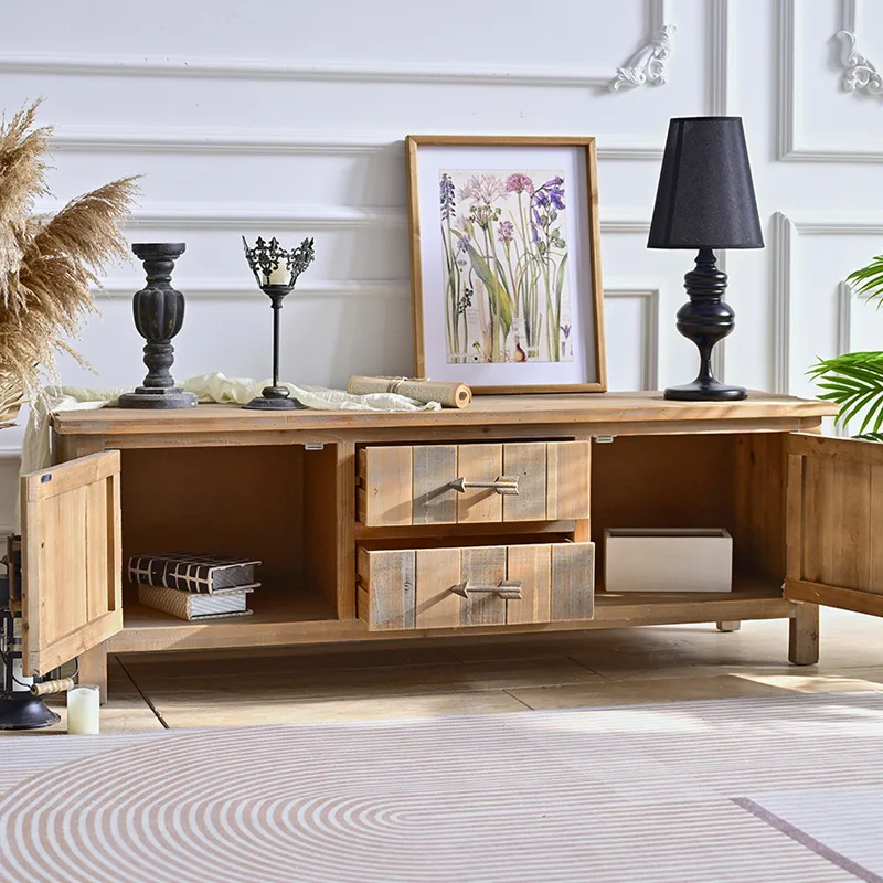 와비산산 레트로 원목 거실 고급스러운 느낌의 케이스형 TV 캐비닛 B&B 빈티지 감성 창의적인 장식 수납장