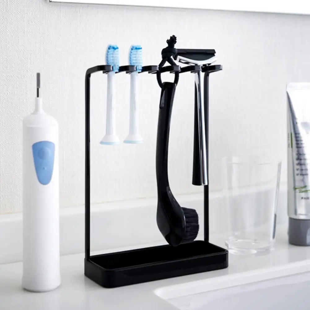 

Bathroom Organizer Toothbrush Storage Versatile Metal Stand for Toothbrushes Toothpaste Razors Organize Bathroom with This