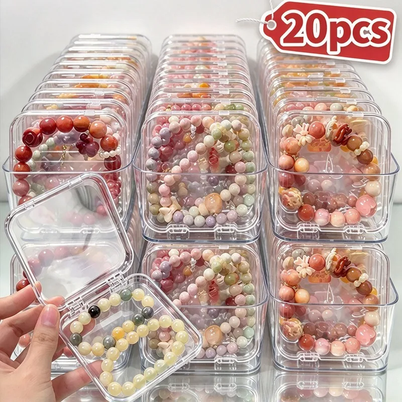 1-20pcs Plastic Clear Jewelry Box Press on Nail Storage Case Square Earring Sponge Display Packaging with Lid Multi Functional