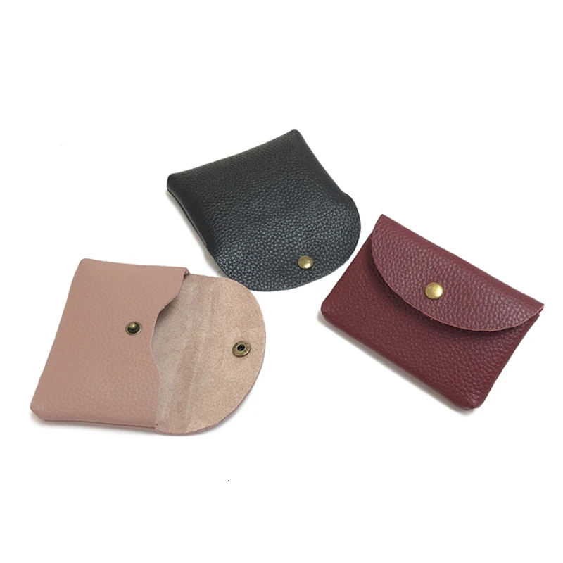 Transporte da gota diário de couro genuíno mini envelope mudança saco simples fivela feminina bolsa de moedas logotipo grande capacidade saco de cartão