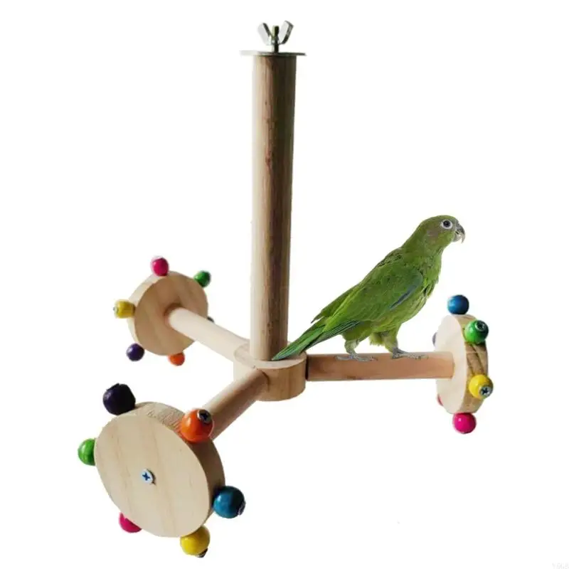 Easy to Install Bird Perch Windmill Toy Hanging Rotating Chewing Parrot Stand for Engaging and Entertaining Birds Gift Y5GB