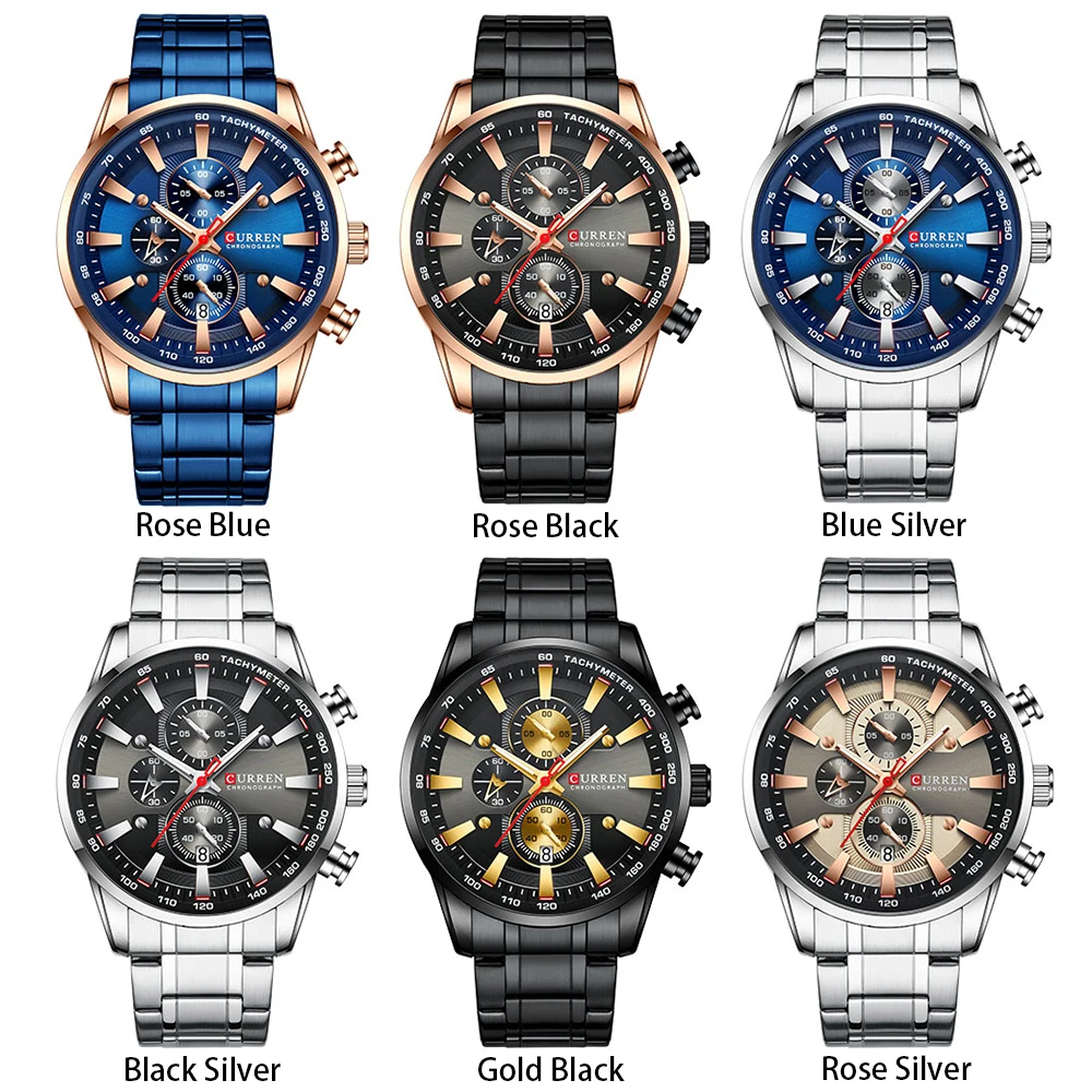 Curren 8351 Men Watch Business Quartz Casual Fashion Wristwatch 6-Hand Chronograph Luxury Relogio Masculino