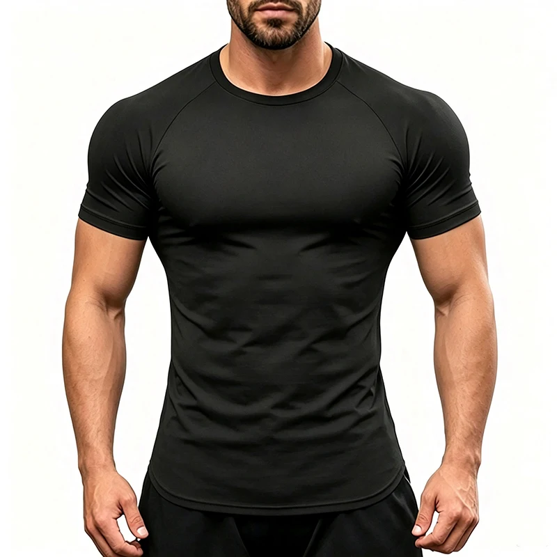 Men Compression T Shirt Fitness Tight Short Sleeve Running T-shirts Training Jogging Gym Shirts Quick Dry Base Layer Sportswear