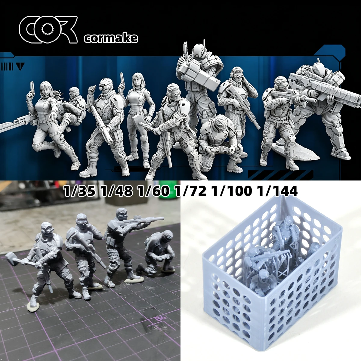 1/35 1/48 1/60 1/72 1/100 1/144 Scale Model Kit 3D Resin Miniature Soldiers Figures Diorama Unpainted Tracker Squad DIY