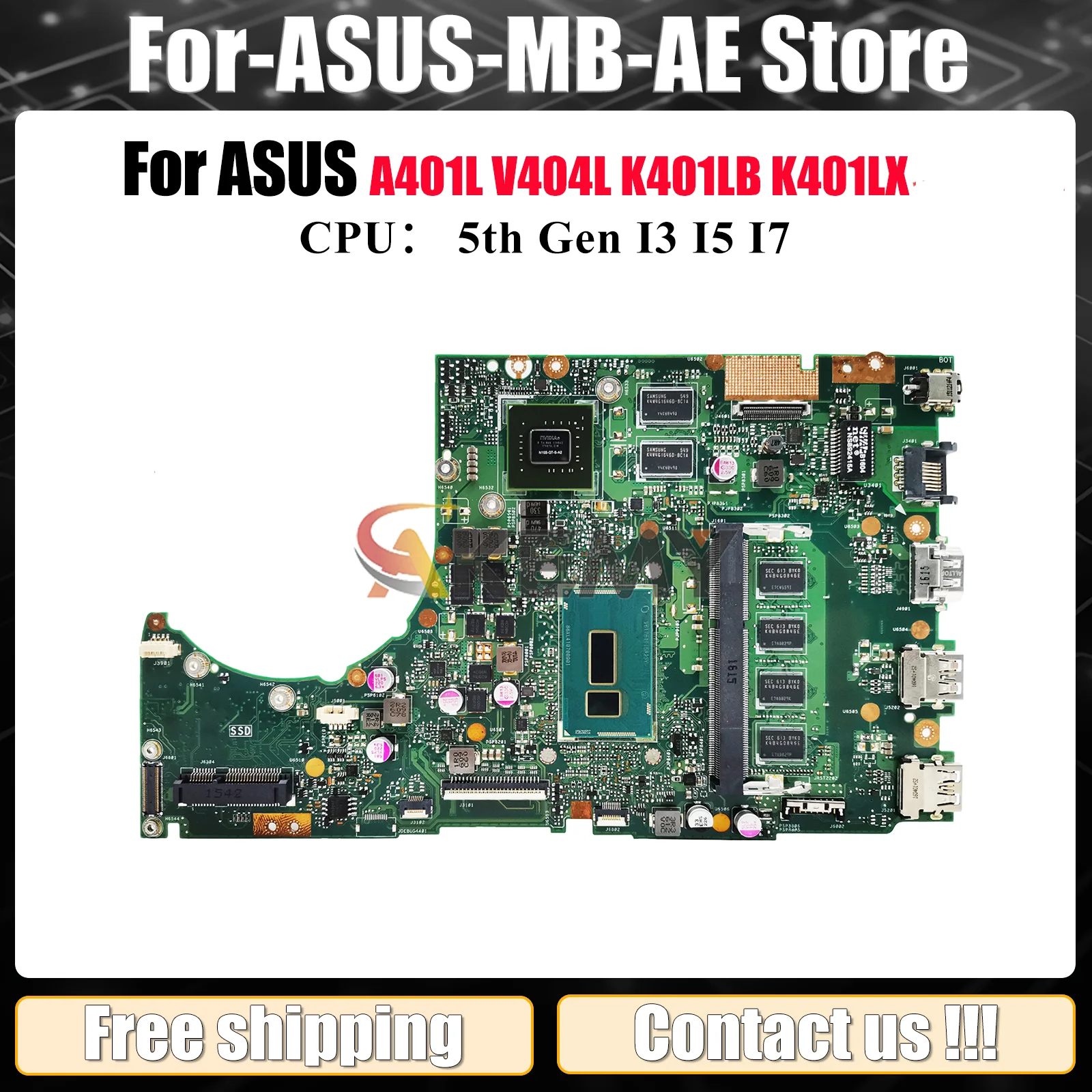 

K401LB Laptop Motherboard For ASUS VivoBook A401L K401LX V405L V404L K401LB K401L Mainboard With I3 I5 I7 CPU 100% tests OK stk