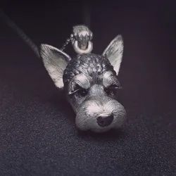 Vintage Silver Color Schnauzer Dog Pendant for Men Women Animal Puppy Pendant Necklace Hip Hop Jewelry Accessories