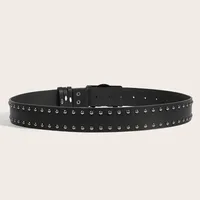 New Belts For Women High Quality Luxury Brand Punk Goth Rivet Black Jeans Unisex Men Belt Paw Skull Buckle Waistband Man - Image 2