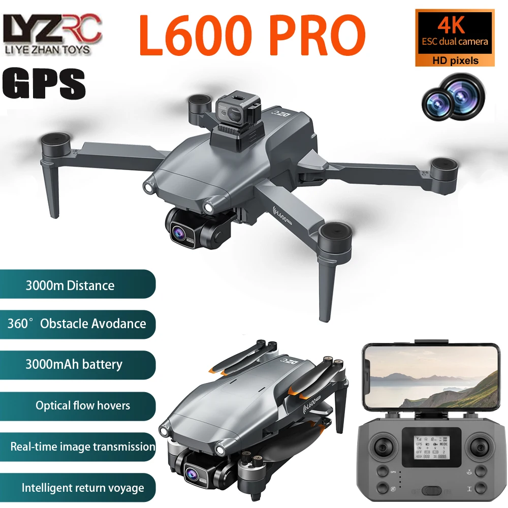 

L600 PRO 4K Professional Drone With HD Dual Camera GPS 5G WIFI 360 ° Obstacle Avoidance FPV Quadcopter RC Drones Boys Gift